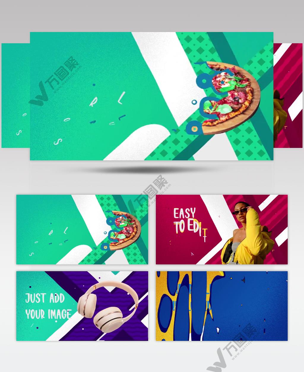 AE 15750 彩色卡通幻灯片模版下载网站