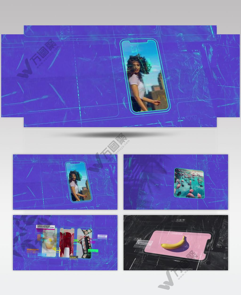 AE 15154 数字手机背景宣传包 ae素材