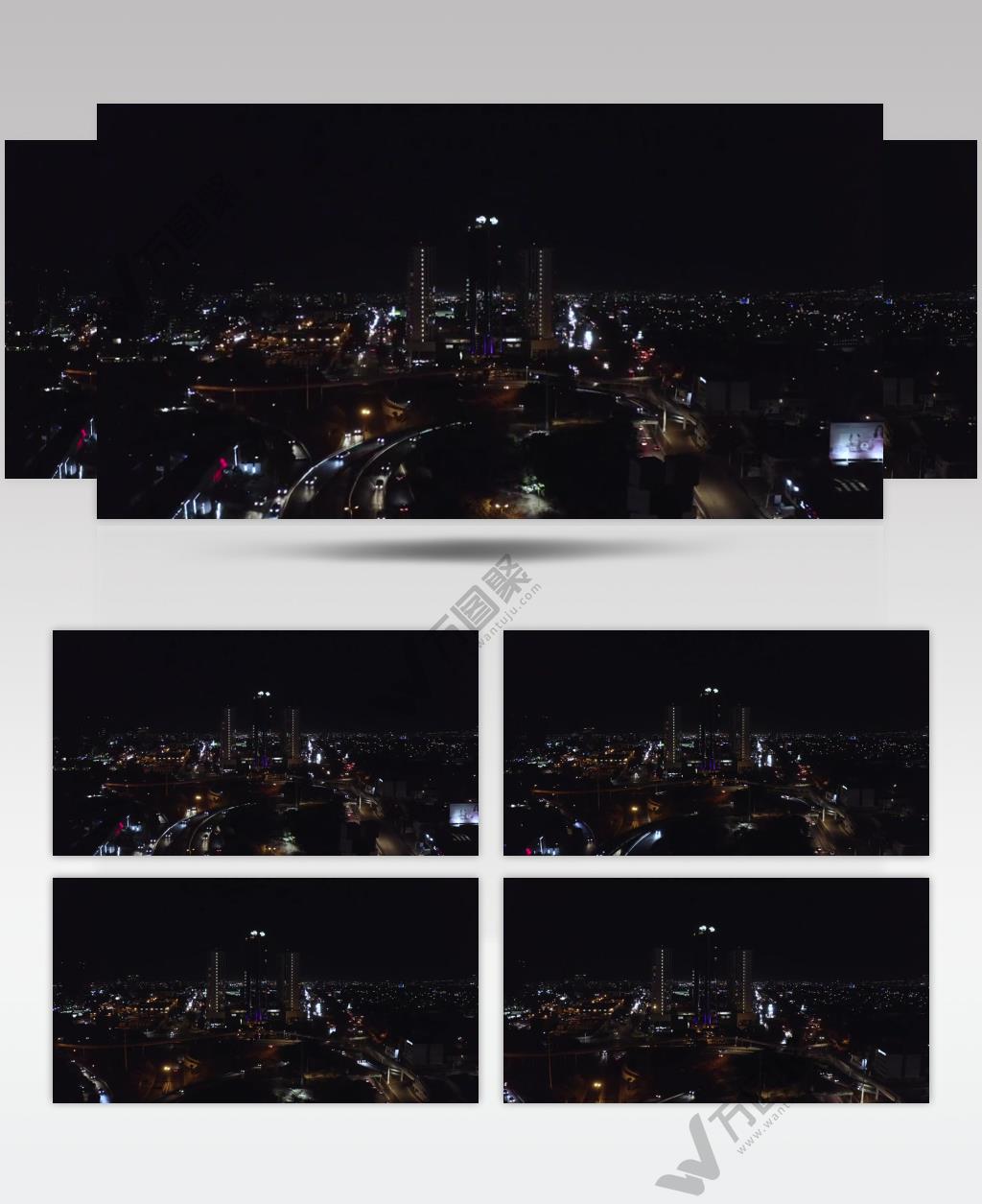 航拍夜晚中的城市夜景风光