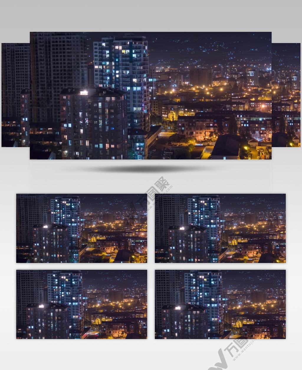 航拍城市夜景灯火通明