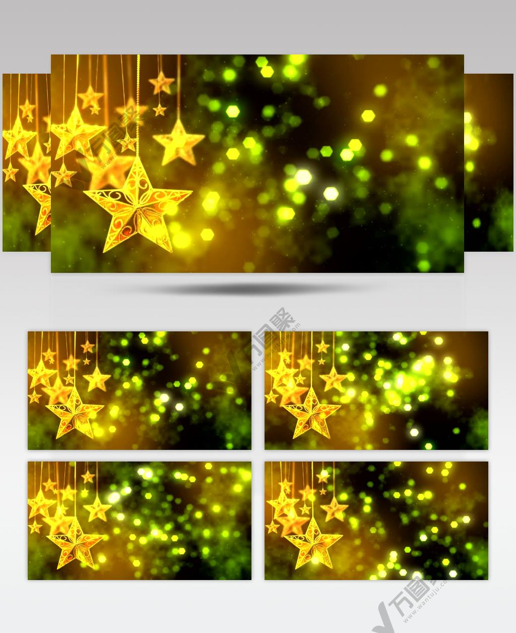 圣诞金色五角星粒子背景素材