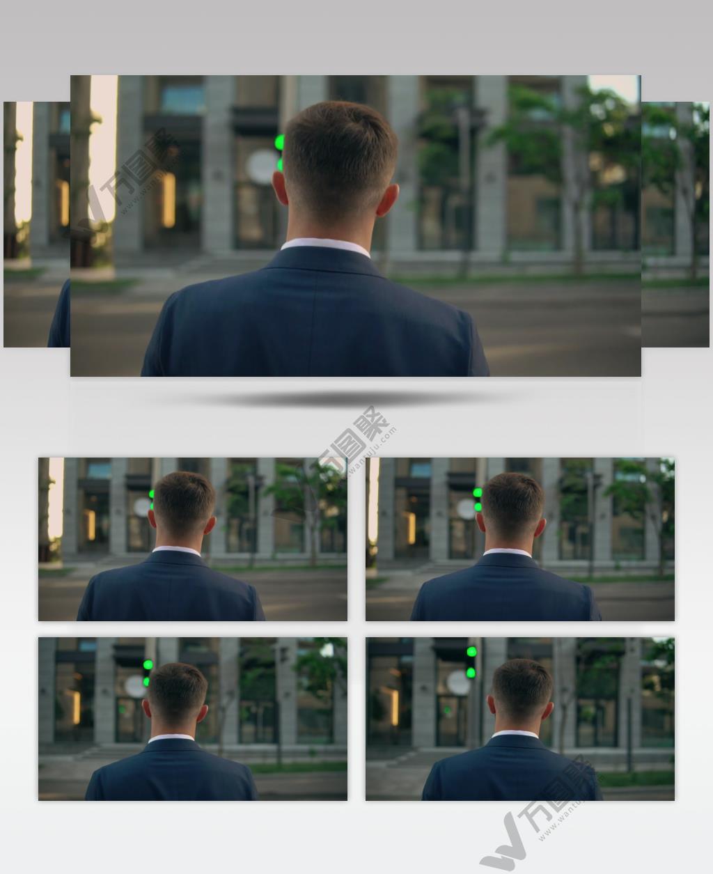 实拍男子过马路走到路对面