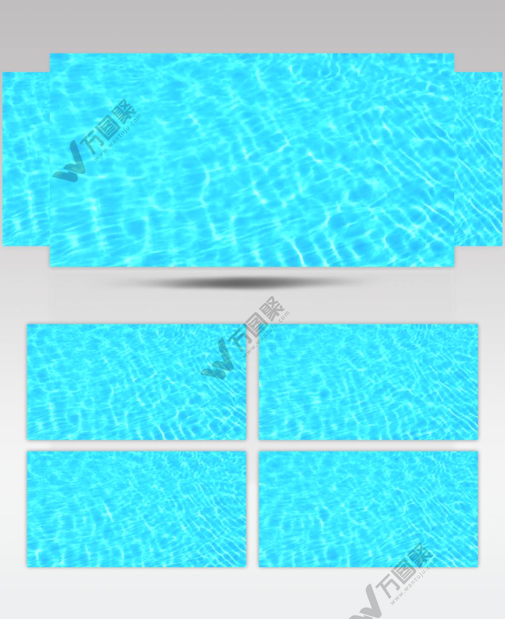 清澈见底的泳池里蔚蓝色的水波荡漾