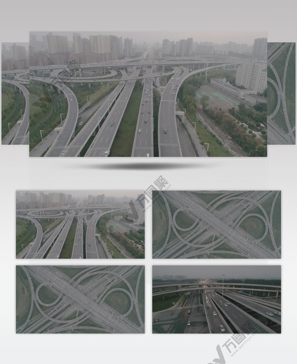 城市高架桥车流航拍