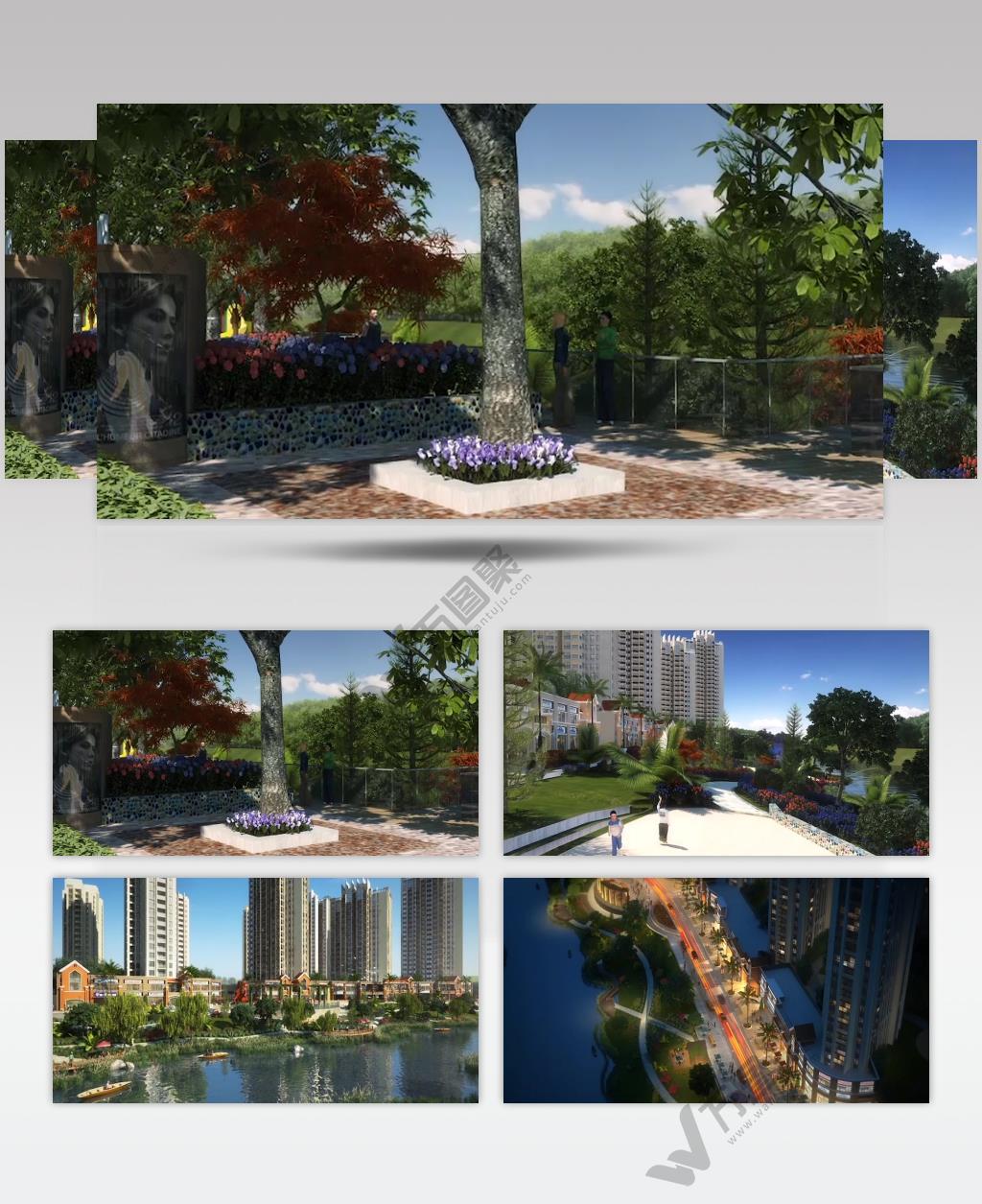 建筑动画 三维地产动画商务商业大楼 商业圈