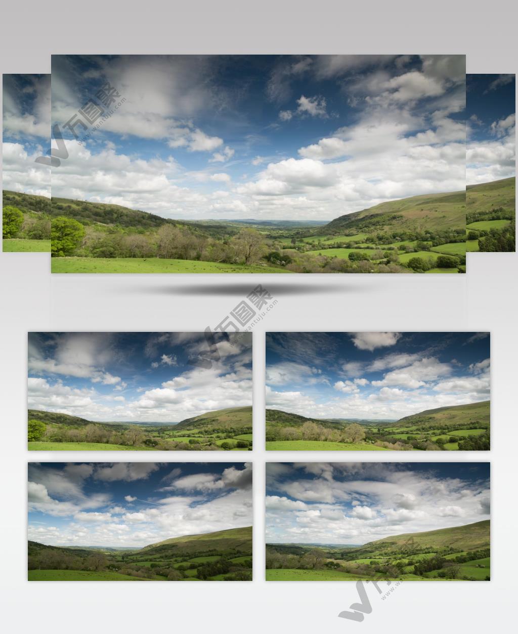 延时摄影蓝天白云下的青青草地