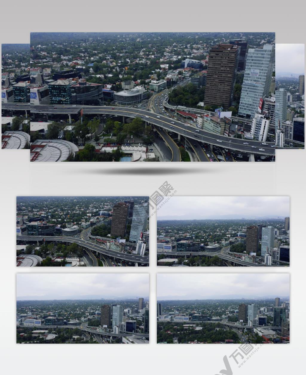 空中航拍繁忙的城市交通