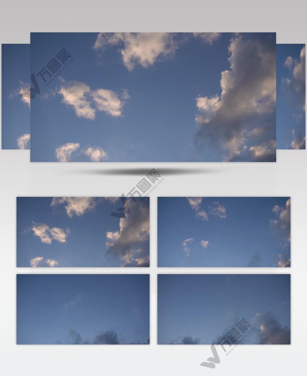 蔚蓝天空的低空，云朵迅速移动和变形