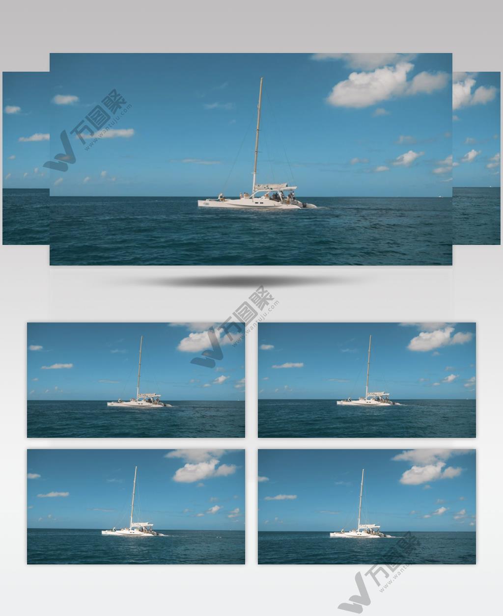 在阳光明媚的日子里在公海上航行的帆船