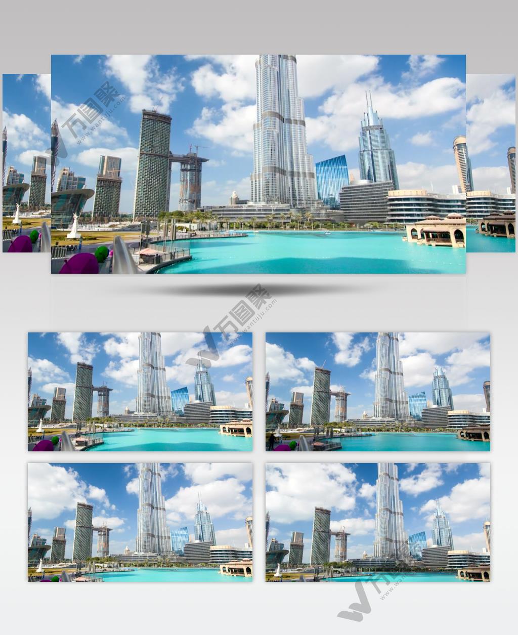 延时拍摄迪拜城市迪拜塔城市景观