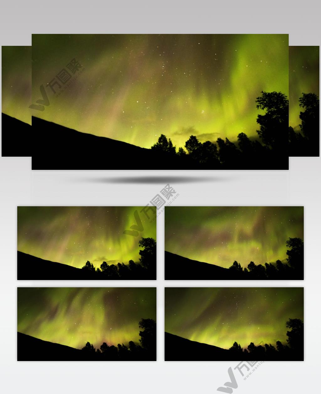 美丽的黄色和粉红色的北极光