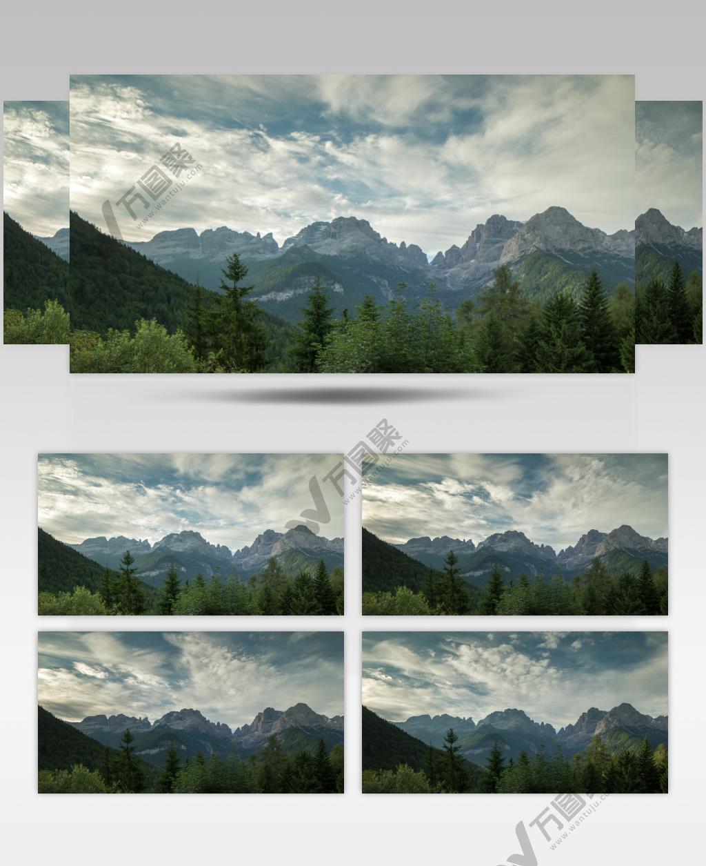 延时摄影阿尔卑斯山山脉风景全貌