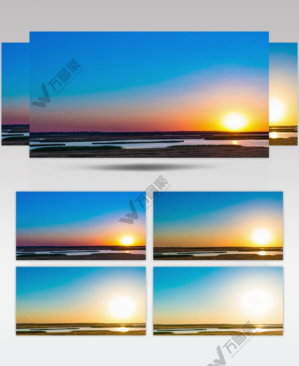 延时摄影日出时河边的风景