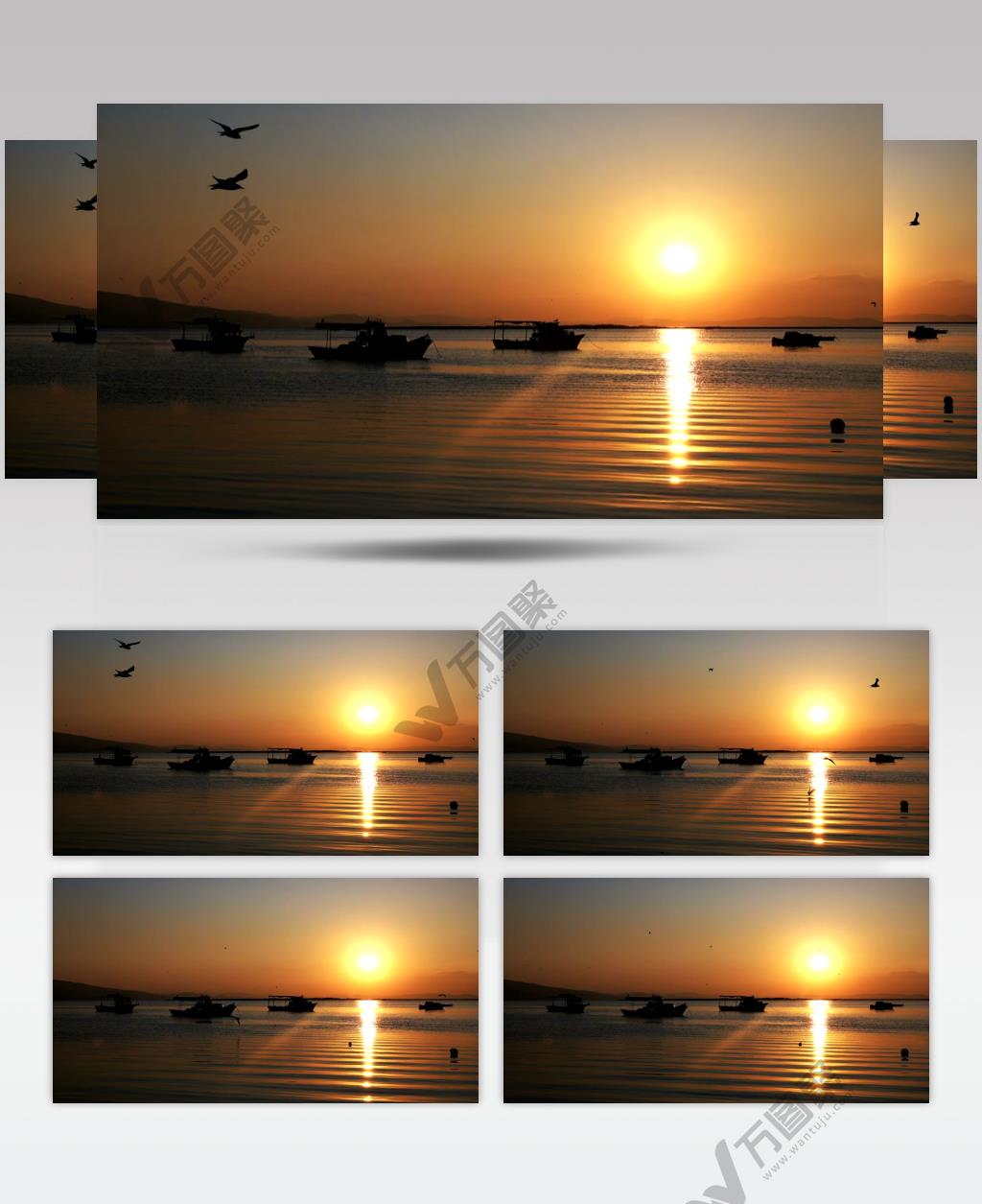 美丽的夕阳映在大海中自然风景