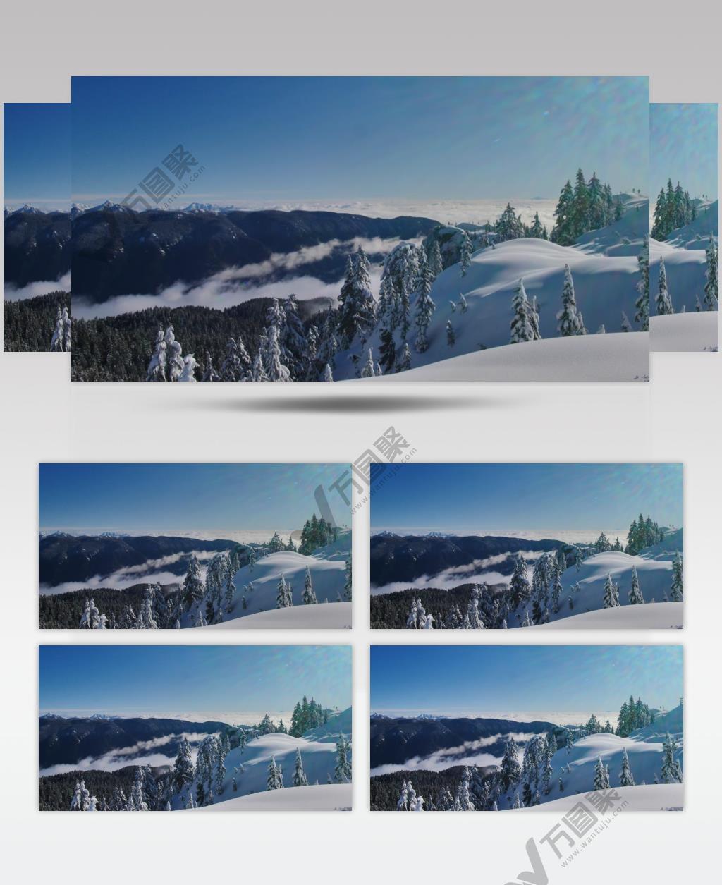 加拿大白雪皑皑的山顶上的浮雕