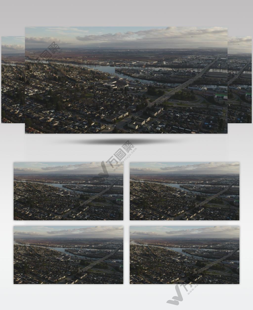 航拍俯瞰地平线的城市