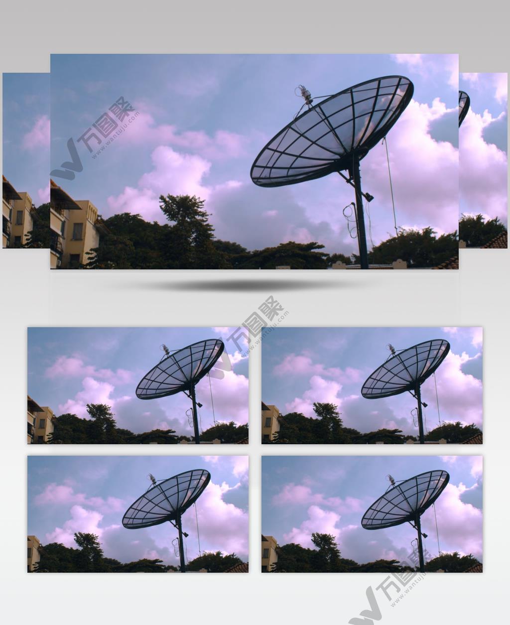 被树木包围的一所房子的卫星天线