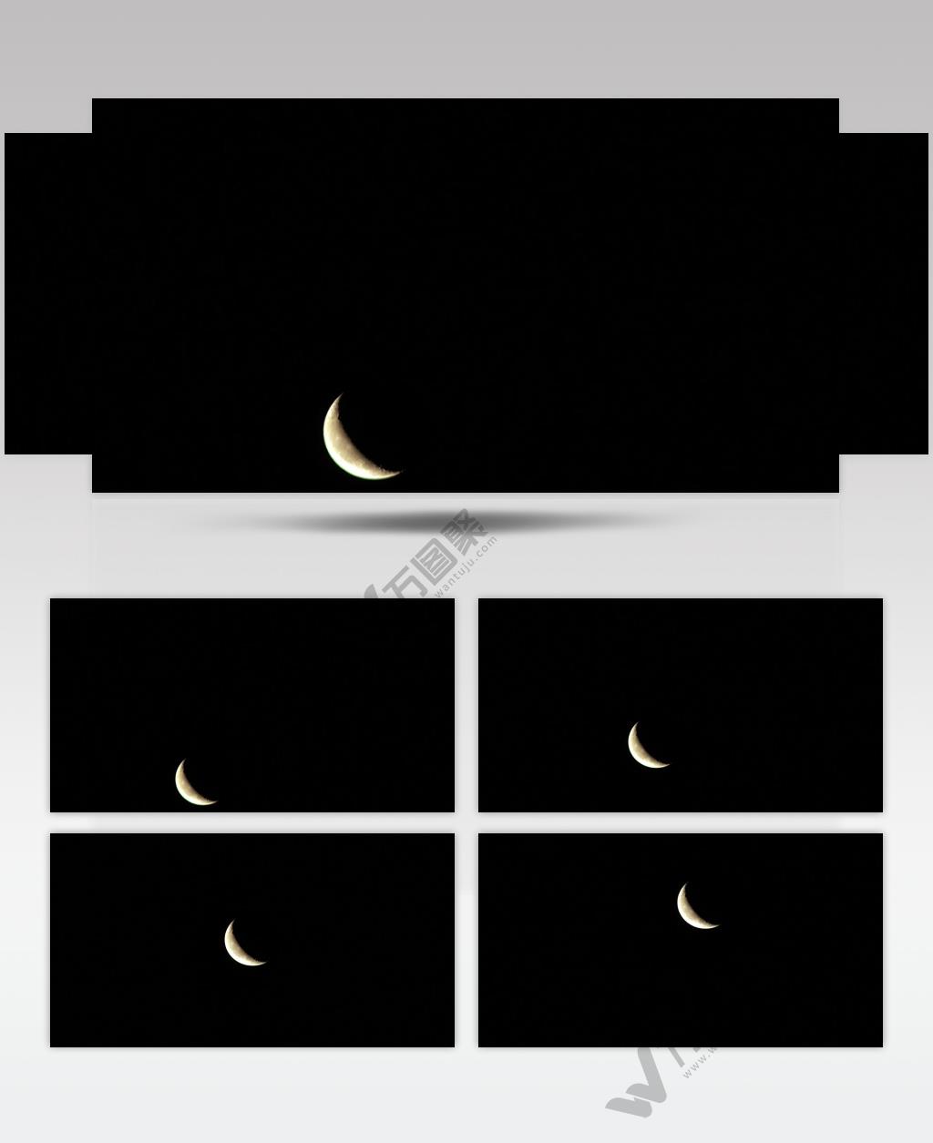 延时摄影月亮在夜空中移动