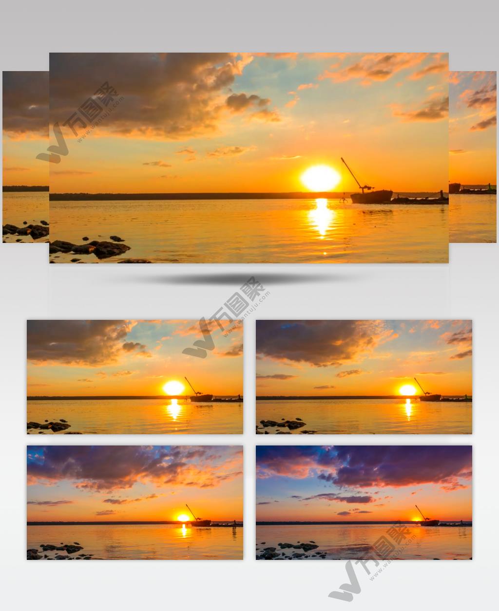 夕阳黄昏下的海边