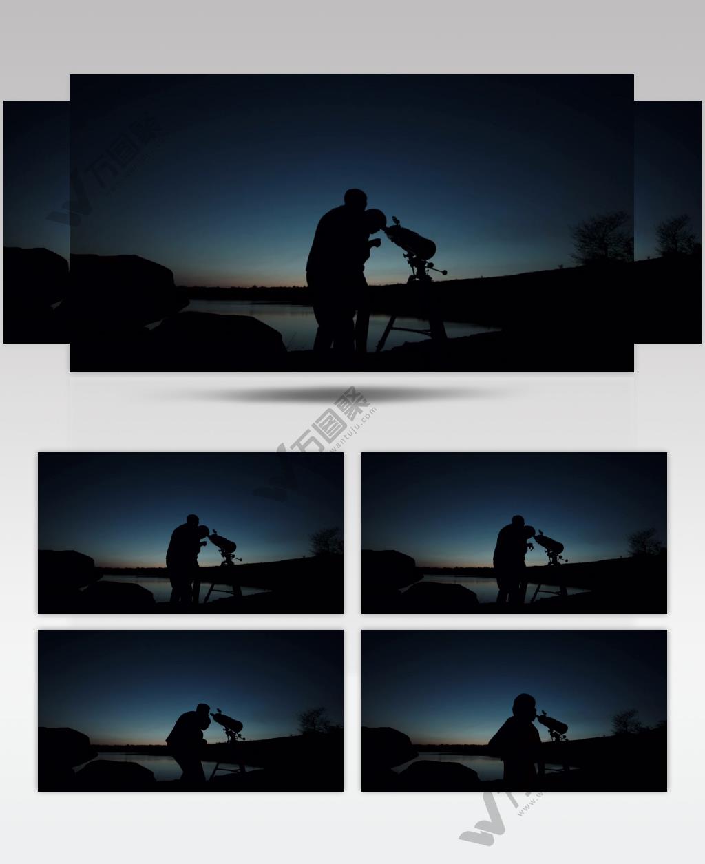 天文爱好者在黑夜星空下观测星空