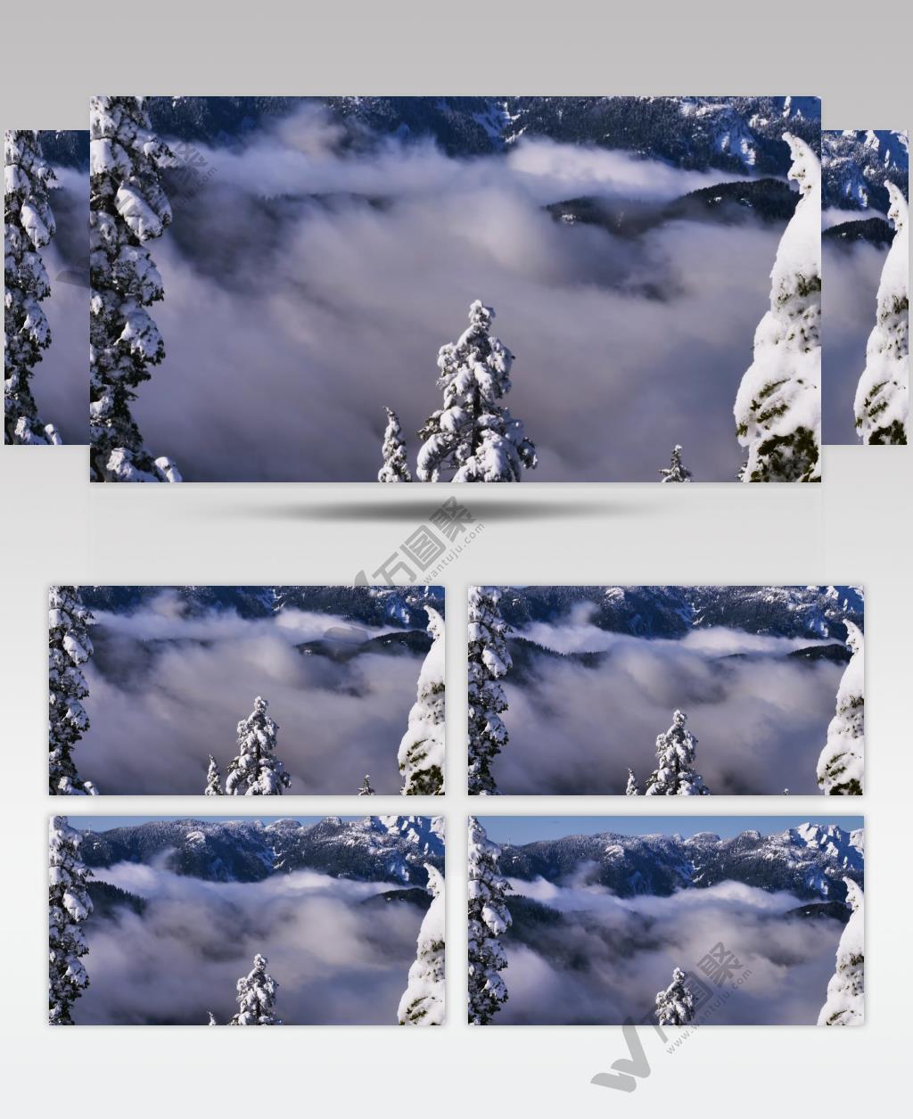 雪山山脉上云雾大雪覆盖