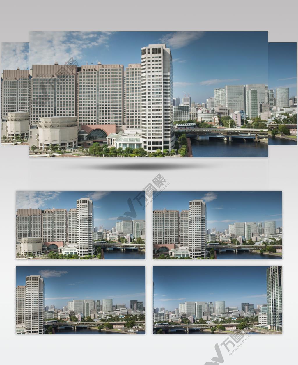 延时摄影日本东京城市建筑和公路上的汽车