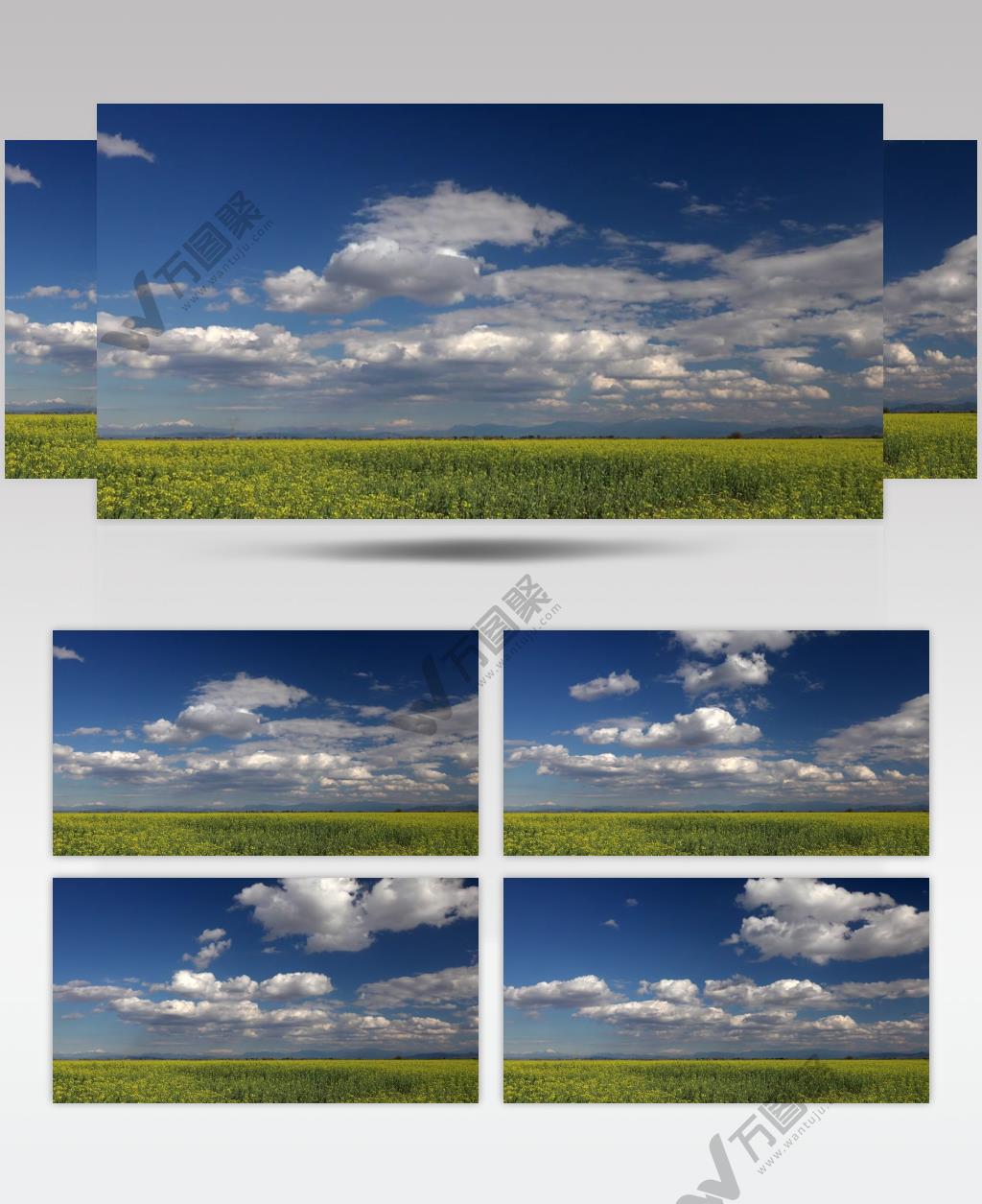 蓝天白云晴空万里下的草原风光