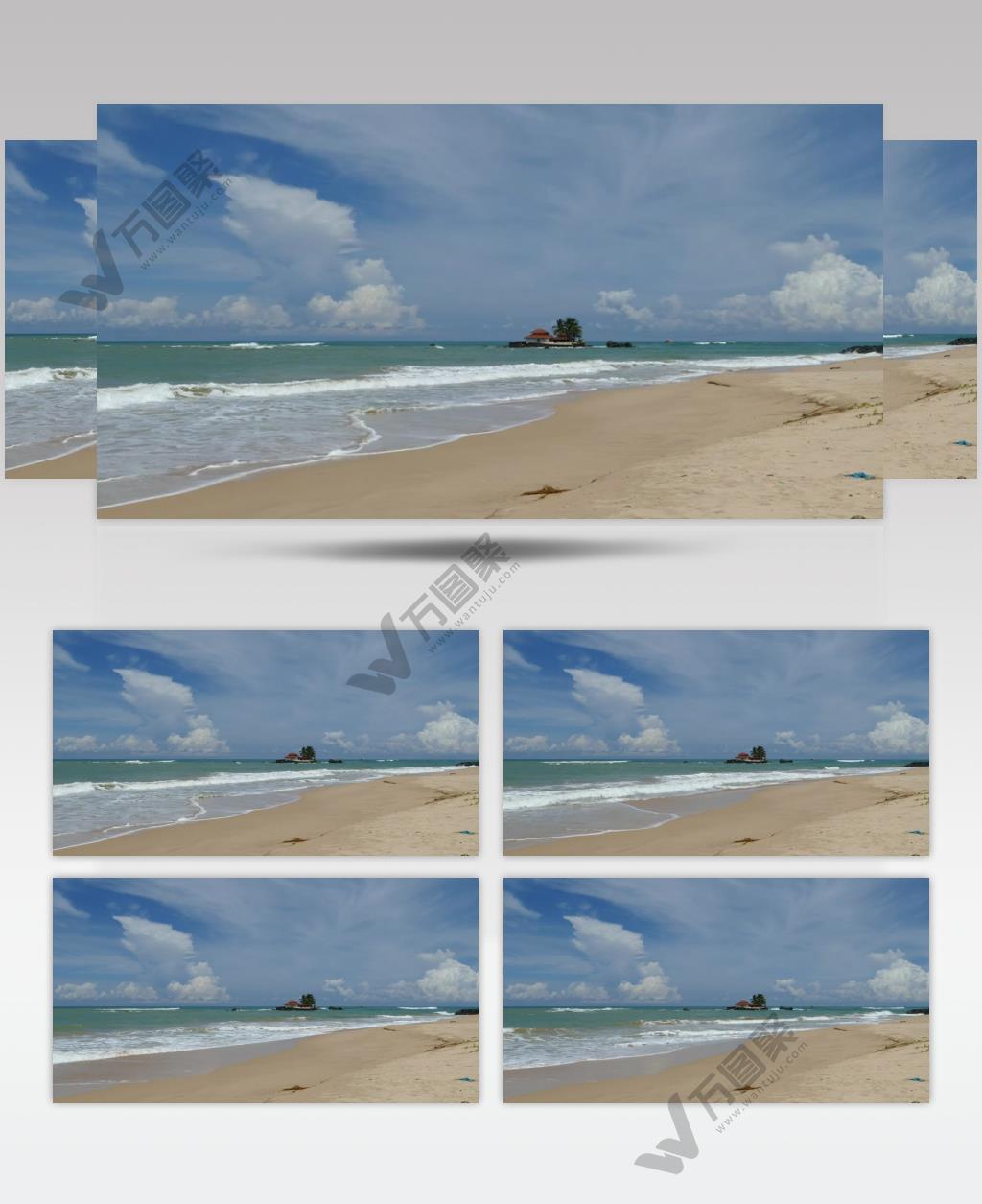 蓝天白云下的海滩