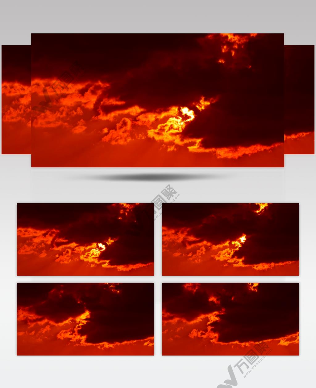 夜晚深红的天空霞光