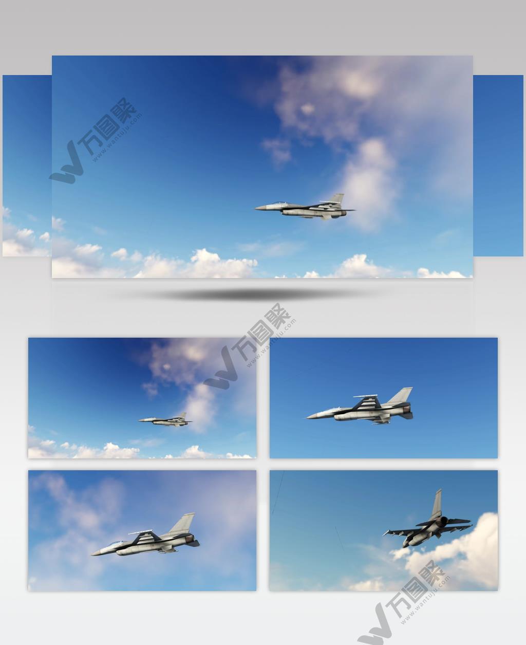 影视CG动画喷气式飞机在天空中飞行