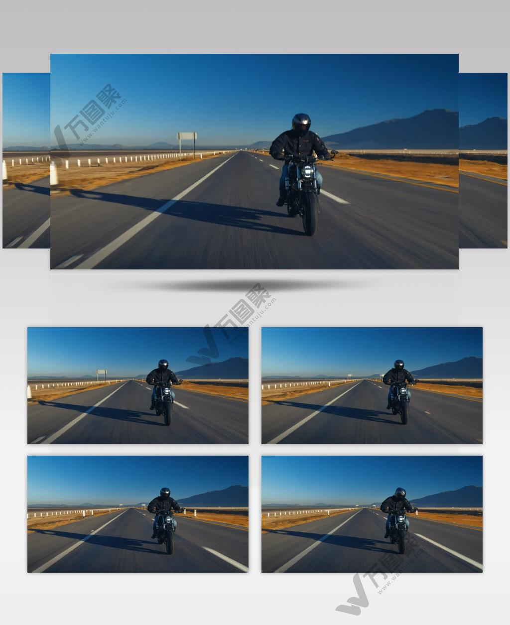 高速路上骑摩托车旅行的人