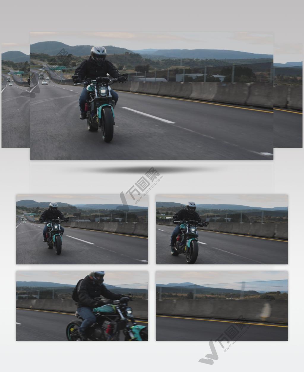 骑摩托车的人在高速公路飙车