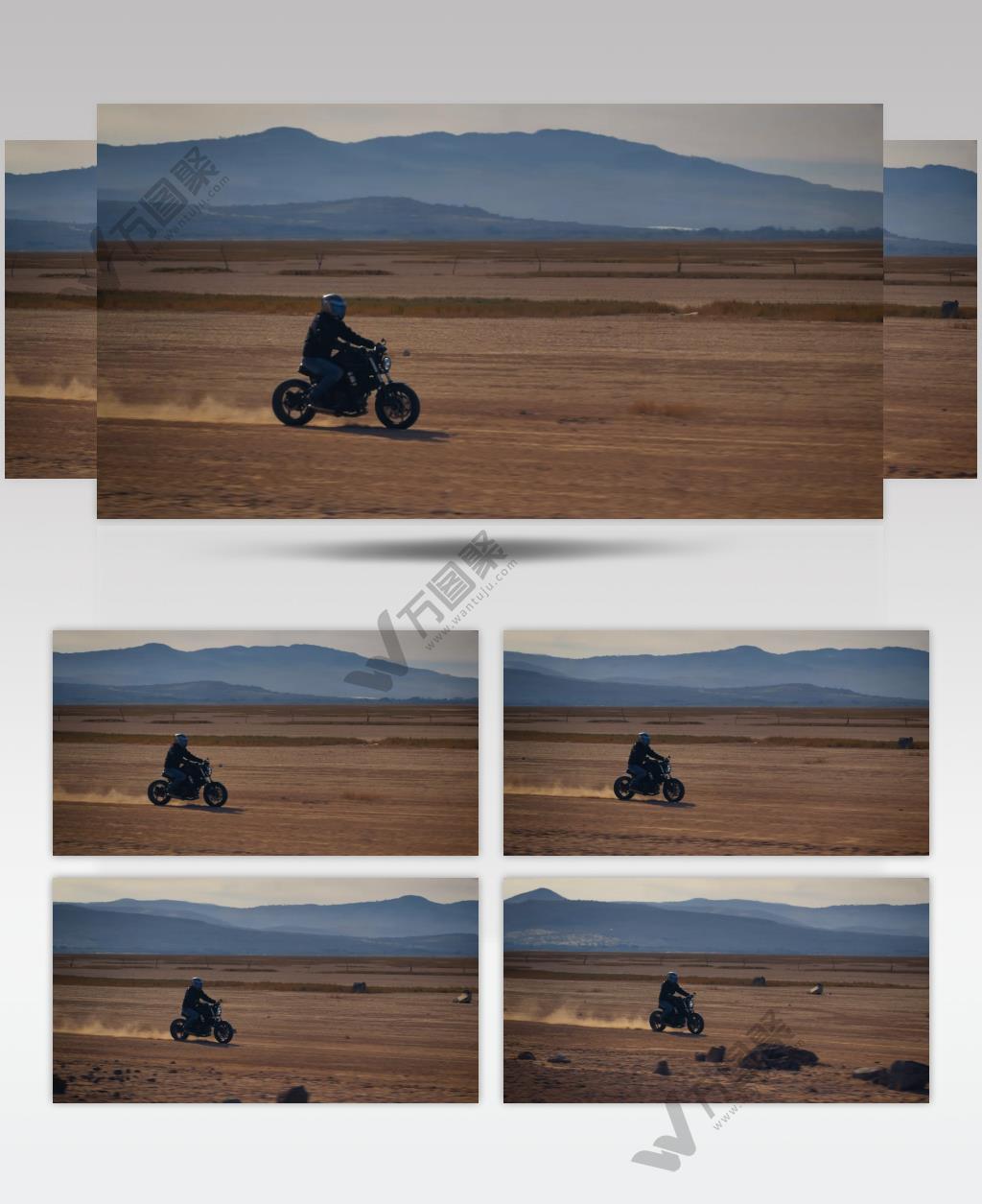 骑摩托车穿越群山沙漠戈壁