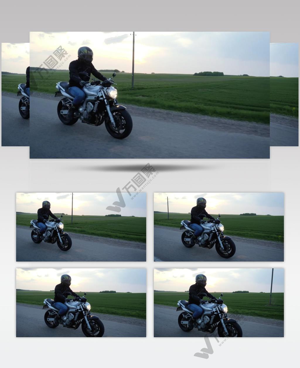 骑摩托车的人在乡间的路上