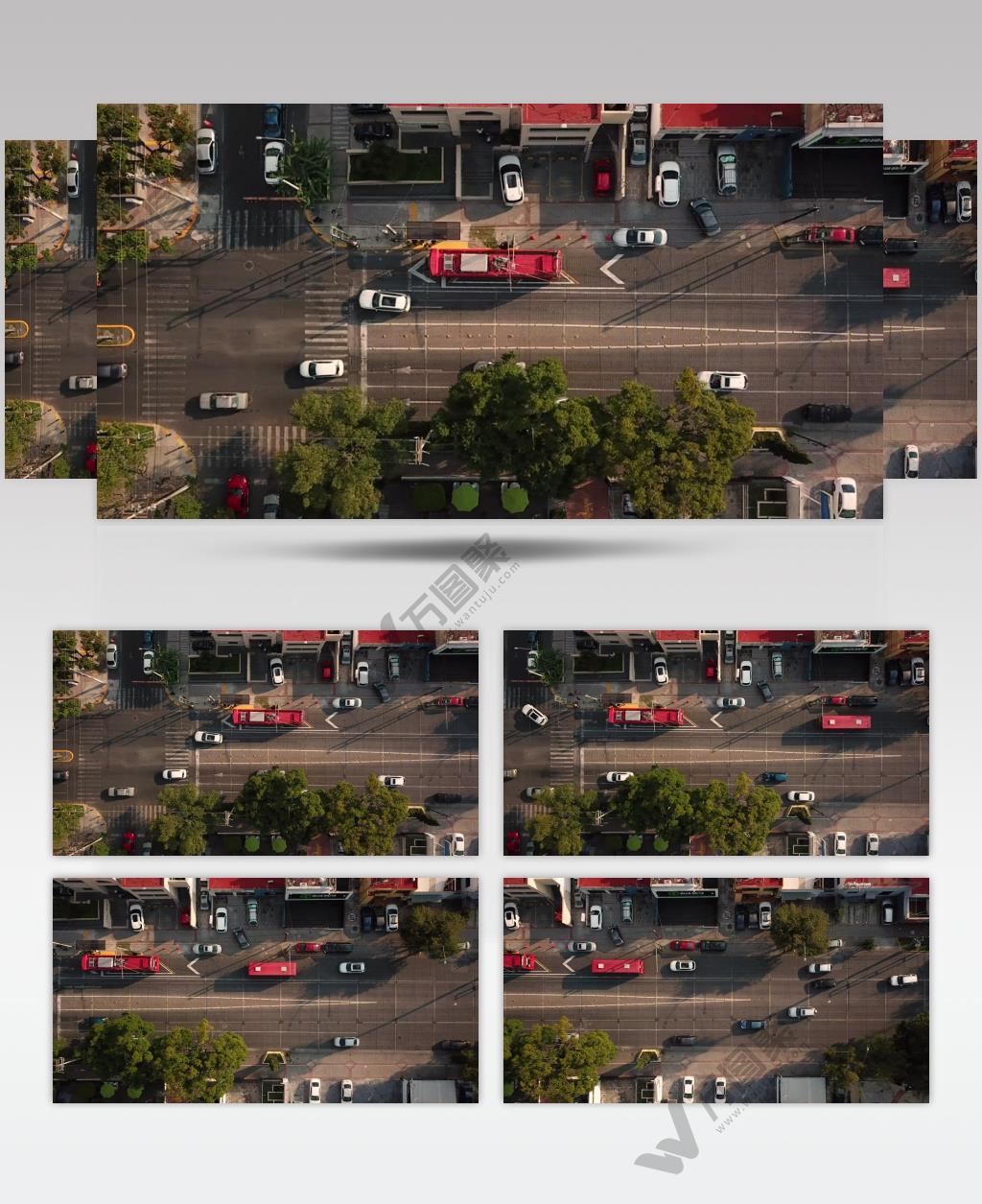 航拍白天城市交通汽车