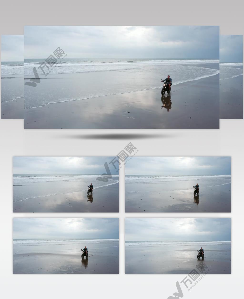 在海滩上骑摩托车的人