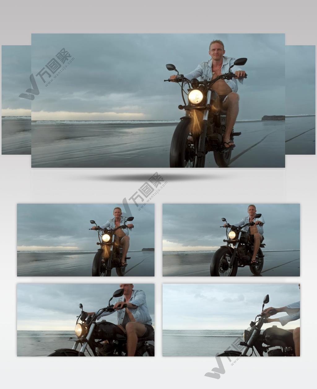 骑摩托车的人在海滩上骑摩托车