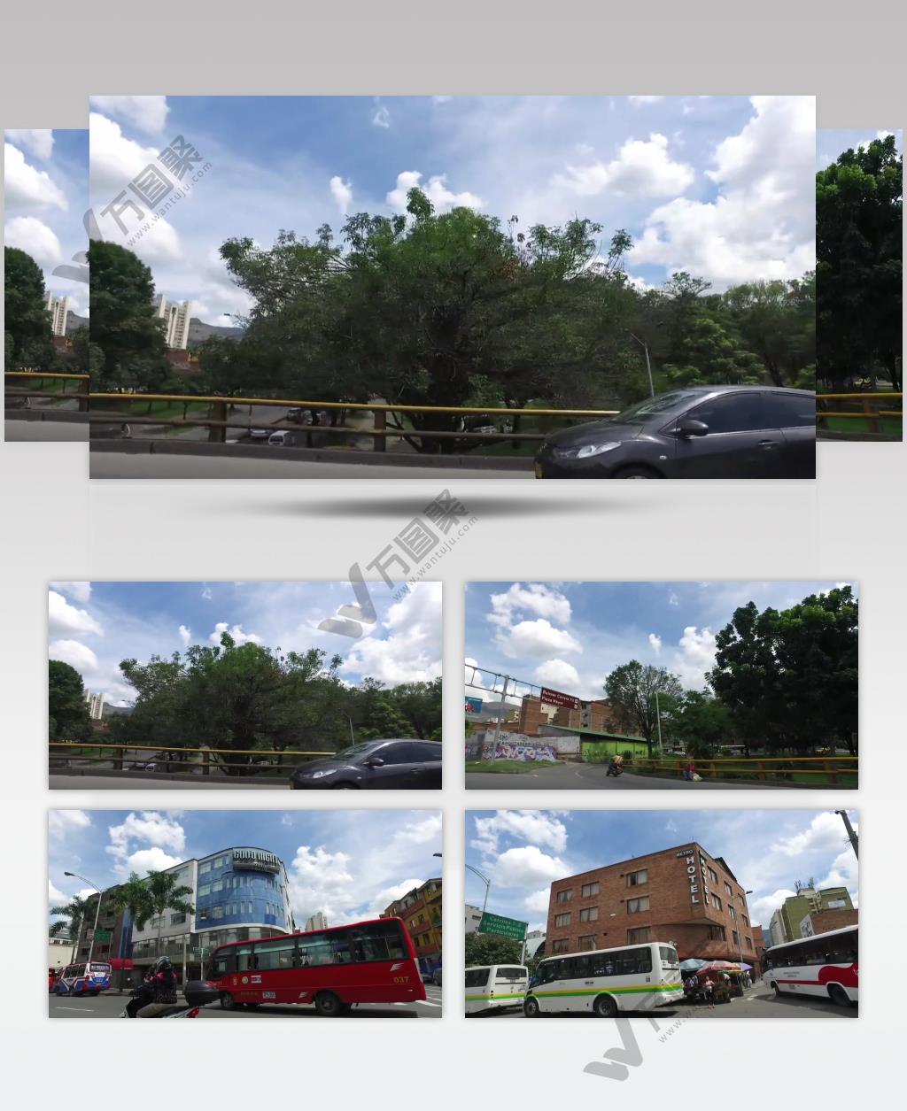 在阳光明媚的一天开车穿过这座城市