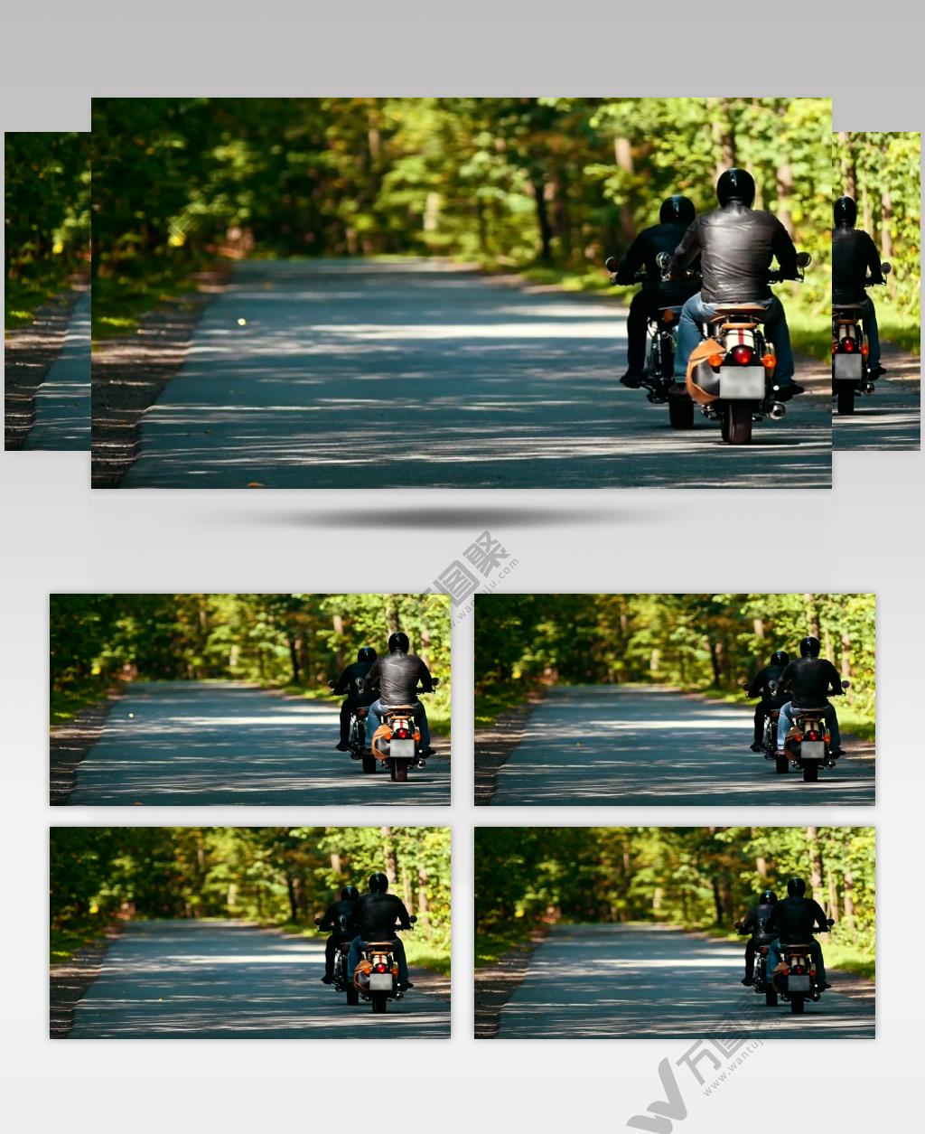 两名骑摩托车的人自然地在一条道路上行驶