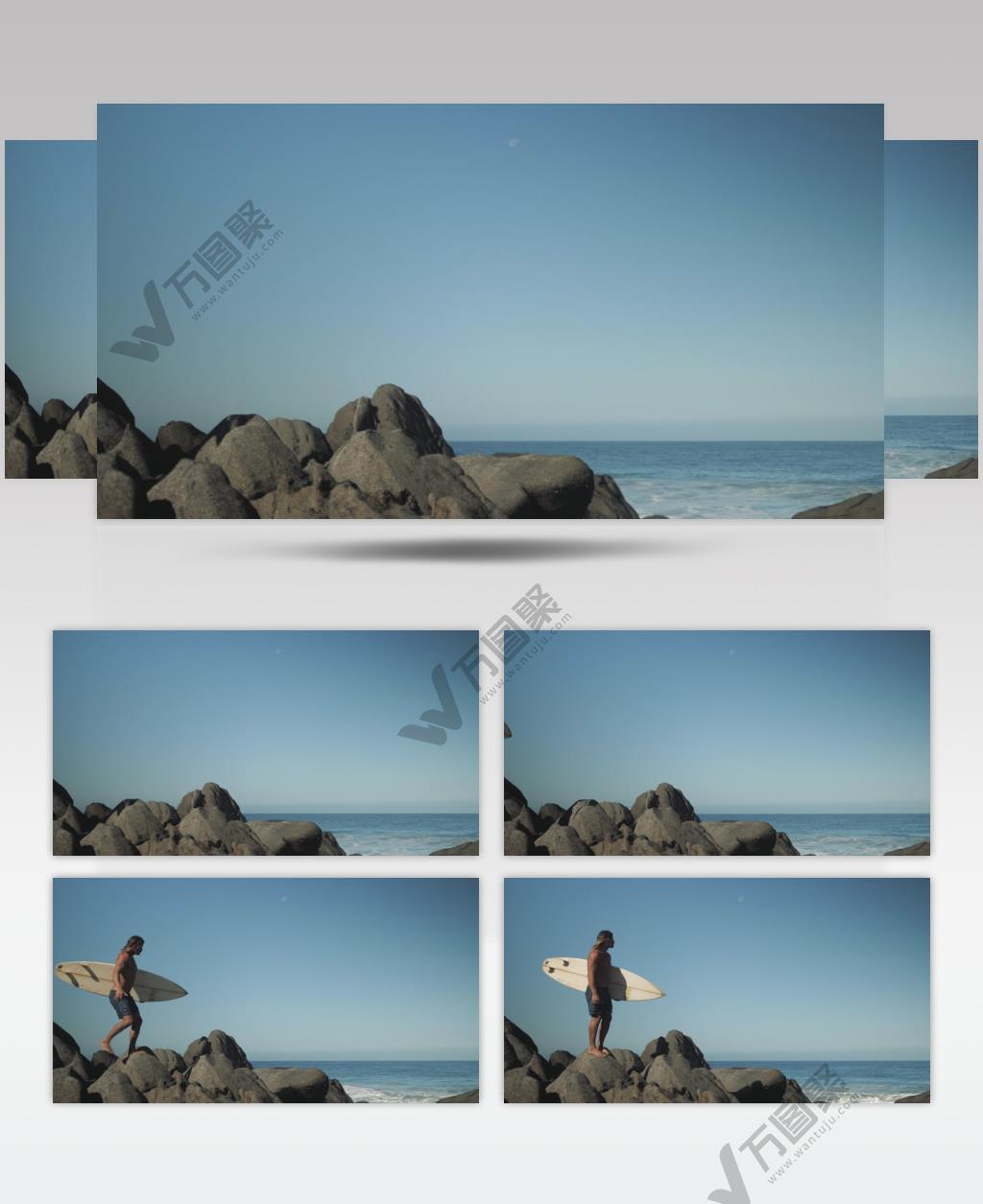 实拍海岸线上的怪石