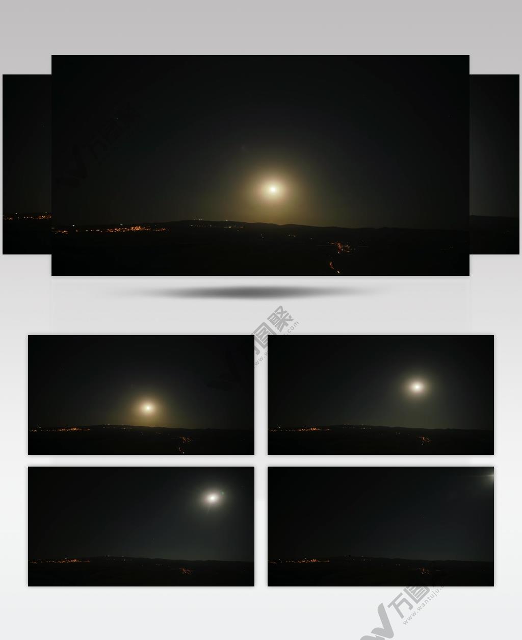 夜空中明亮的月亮泛起月晕