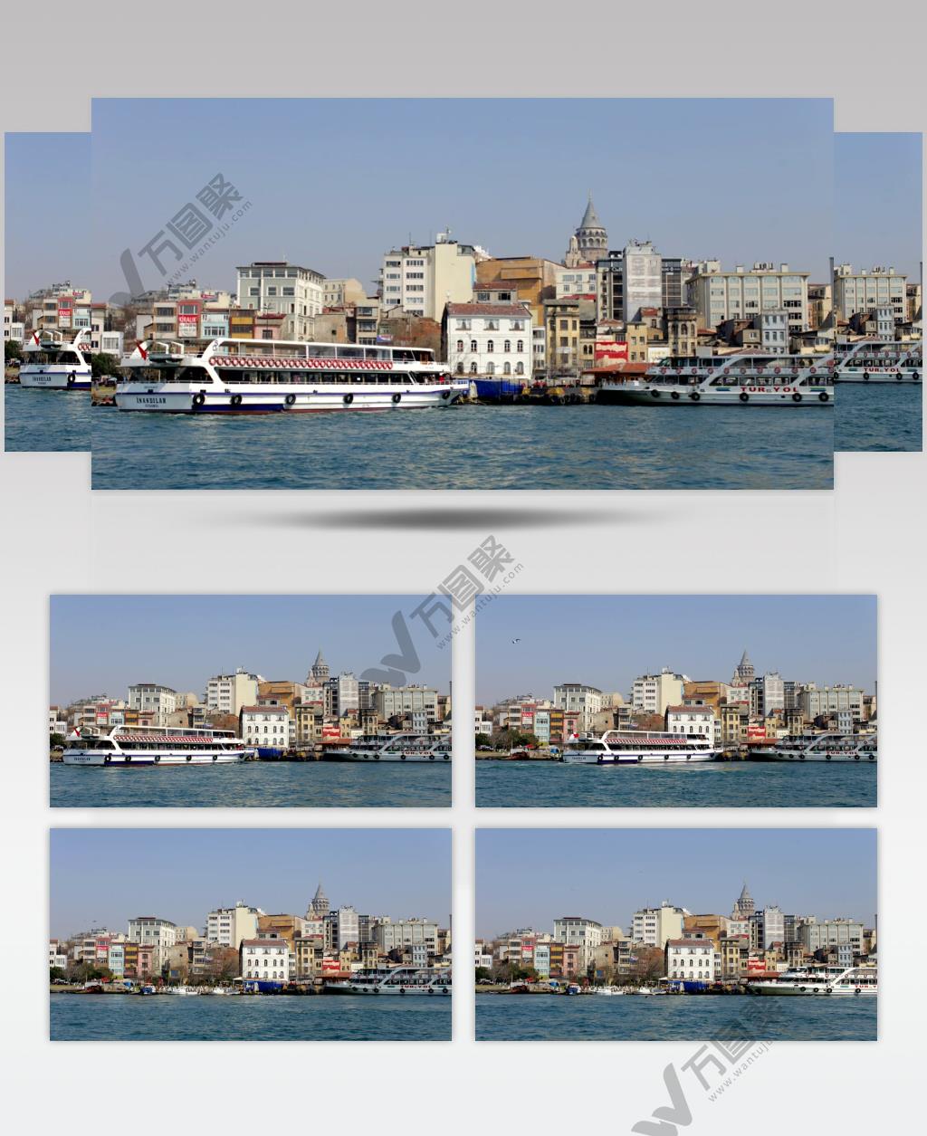 海滨城市停靠的游艇