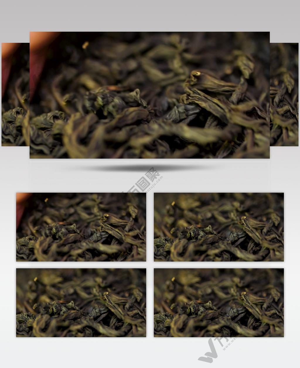 实拍翻炒茶叶烘干