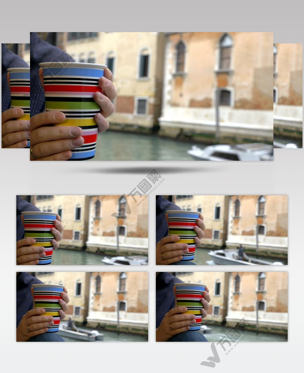 在威尼斯的河边享用一杯茶