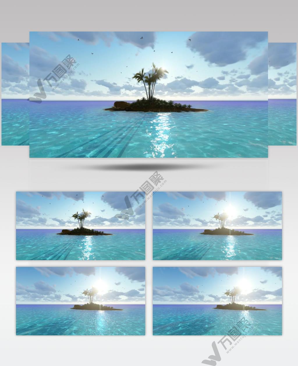 三维动画大海海滨海岛美景
