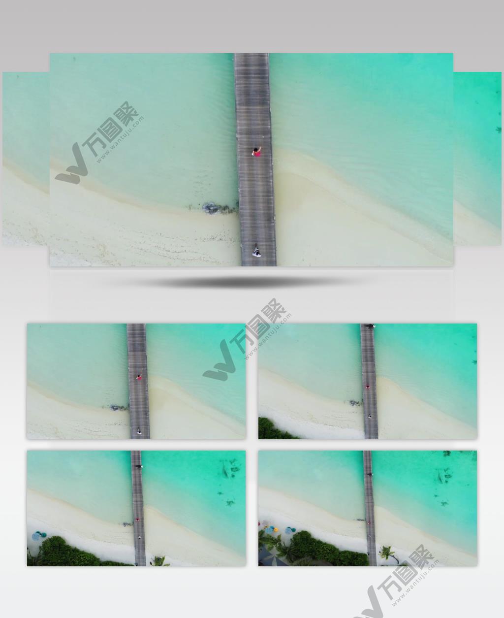 航拍旅游海岛上的长廊
