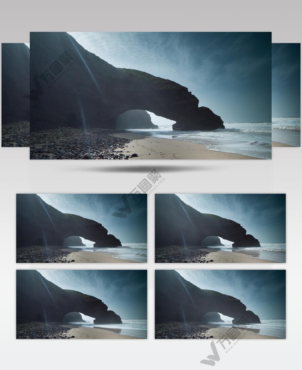 实拍大海海岸上的峡谷美景