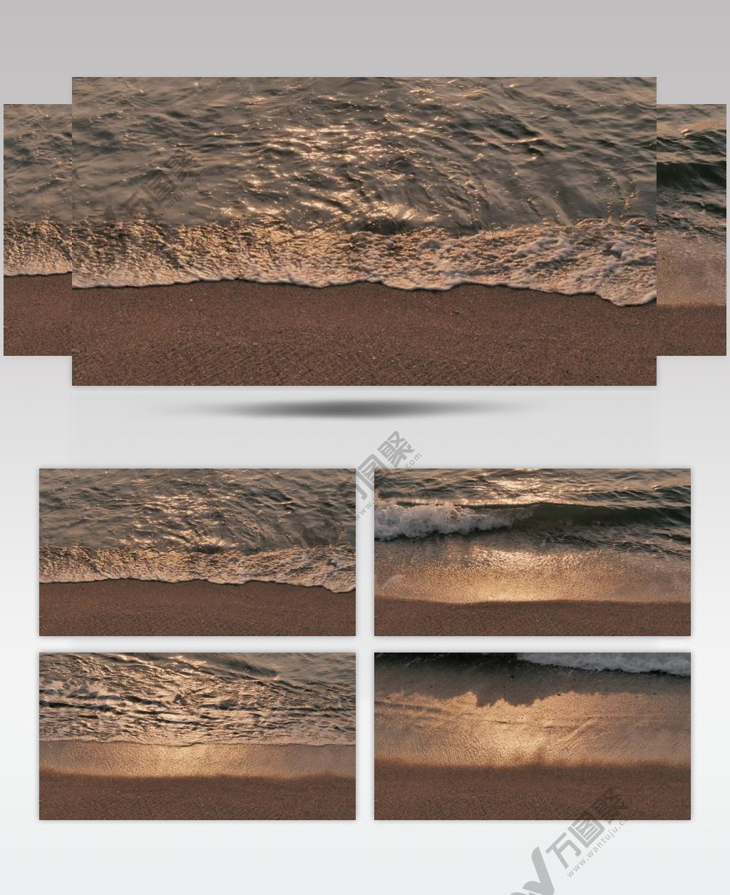 日落夕阳下的大海海滩美景