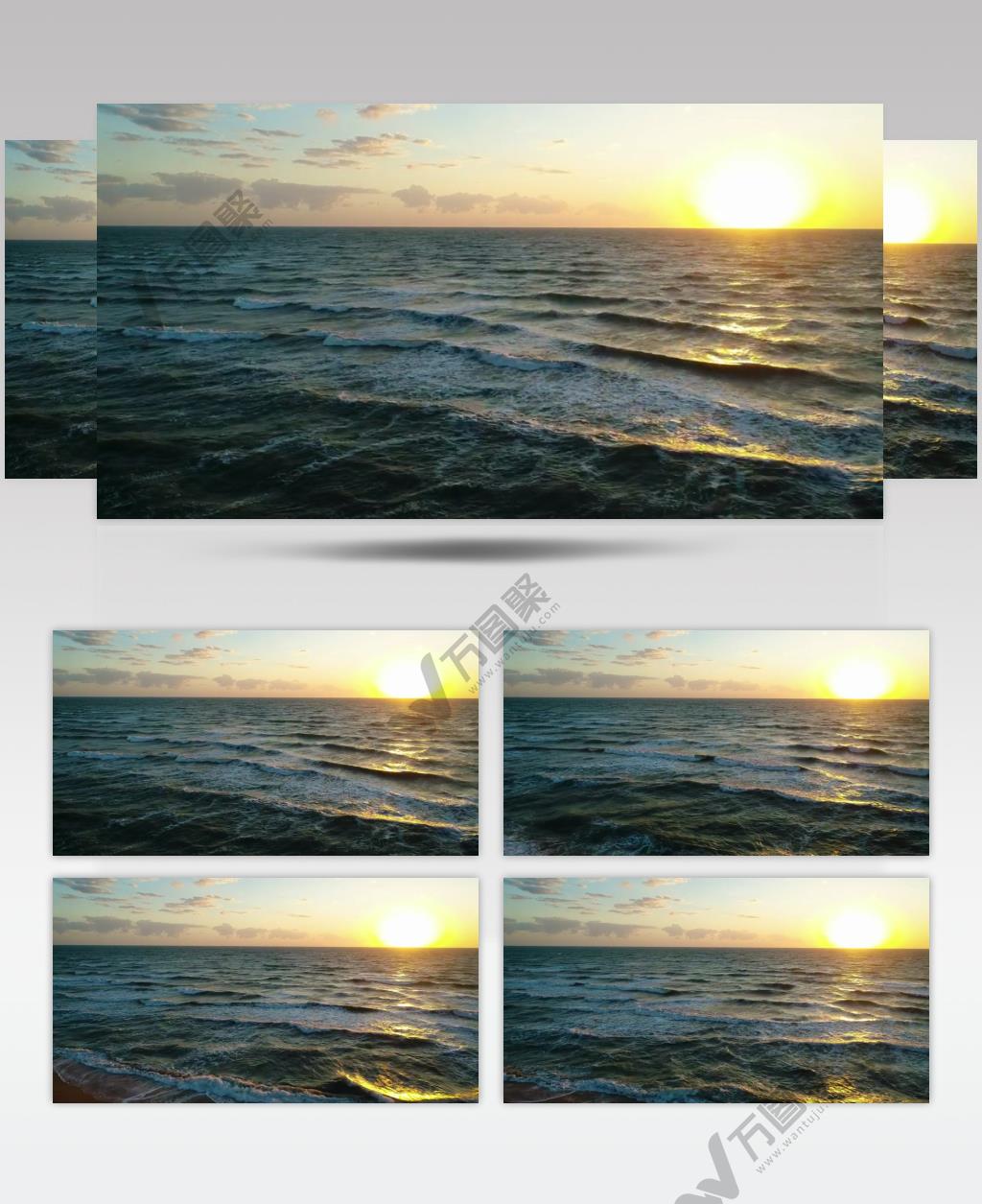 清晨太阳照耀下的大海美景