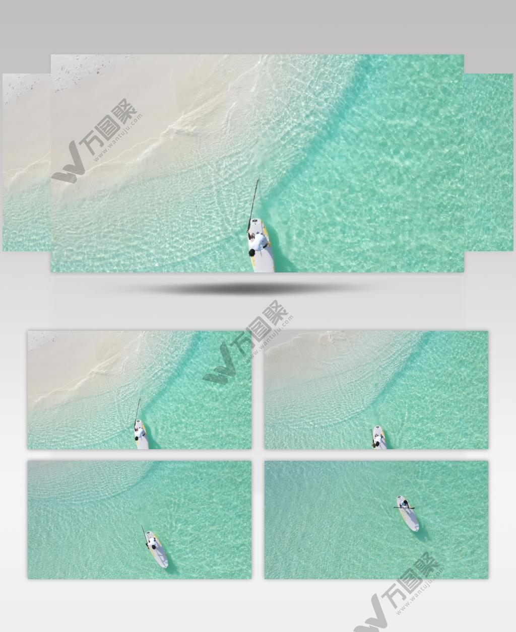 航拍旅游游艇航行在碧蓝的大海上